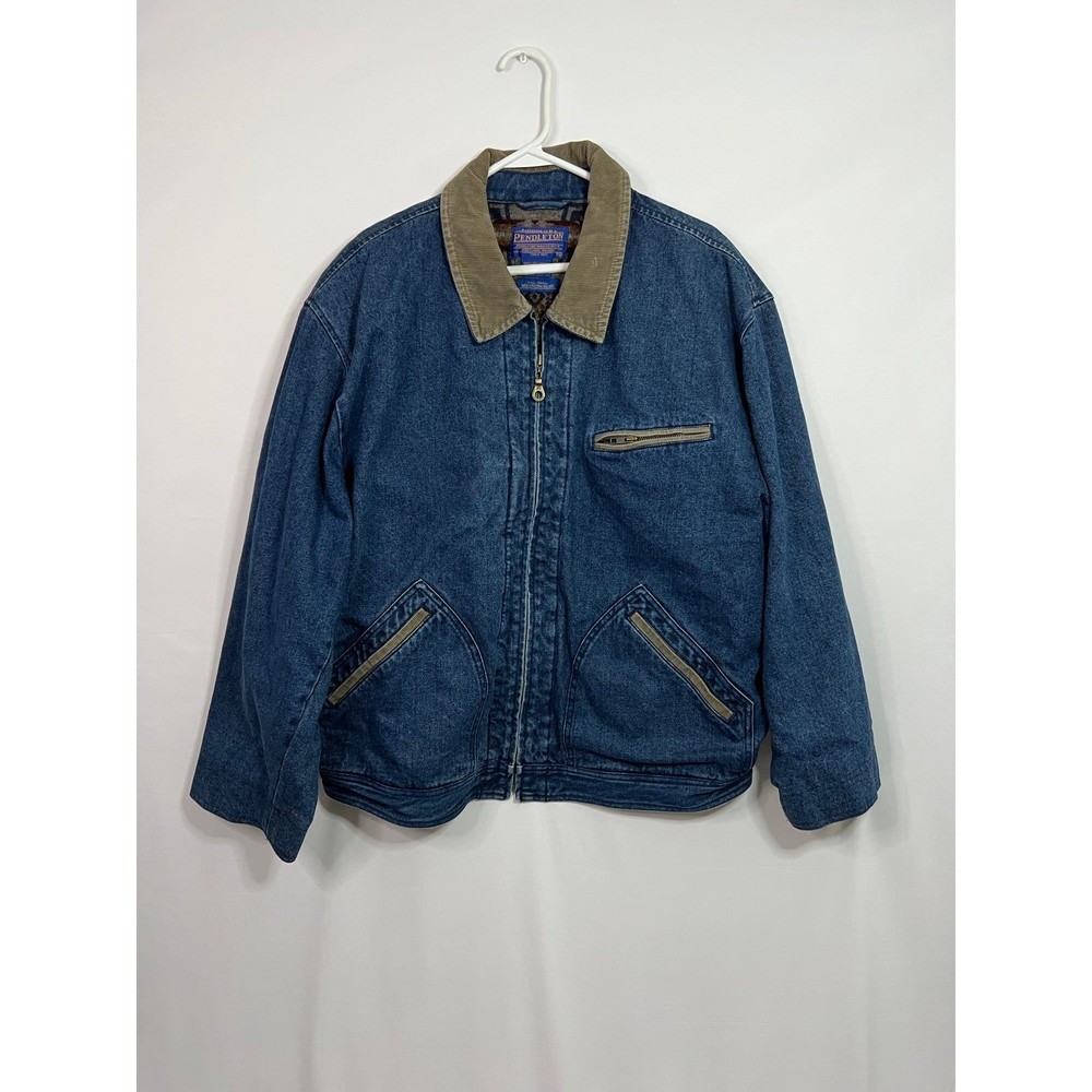 Vintage Pendleton High Grade Western Wear Inner Aztec Wool Print Jean Jacket